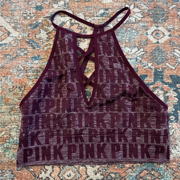 Victoria's Secret Other - Victoria's Secret Pink S Bralette Sports Bra Maroon Strappy Bralette